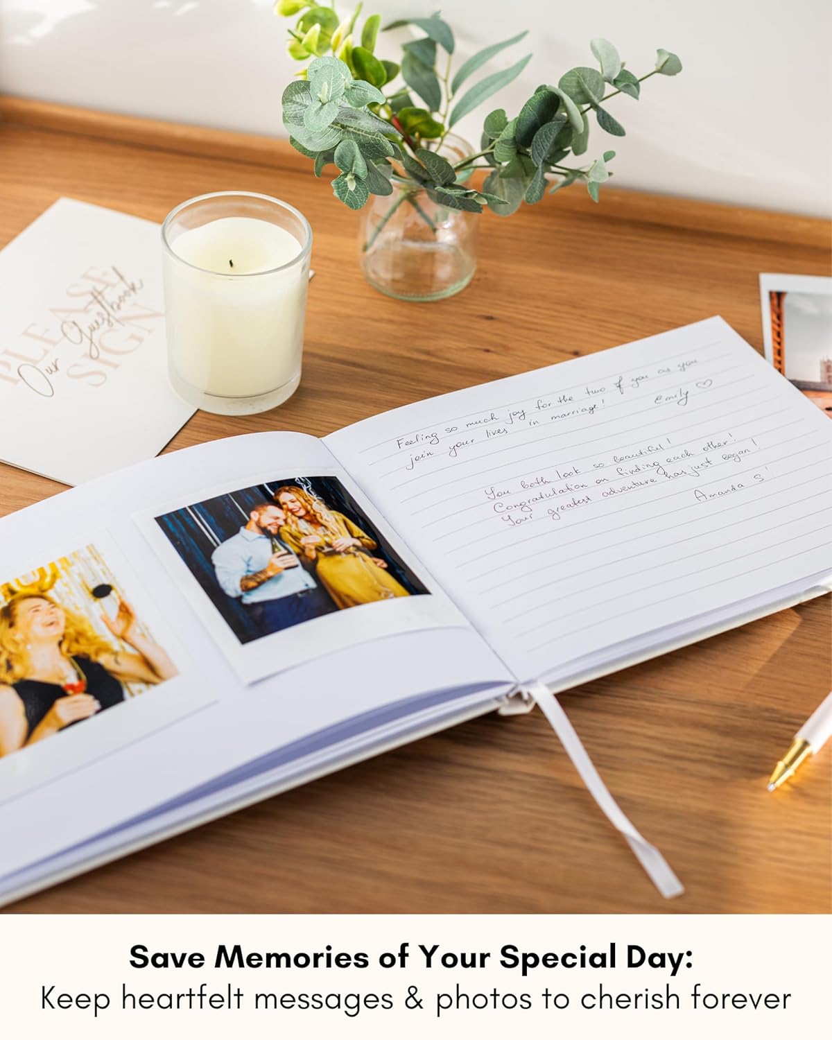 Lamare Wedding Guest Book – Elegant Guest Book for Party, Baby Shower Guest Book & Polaroid Guest