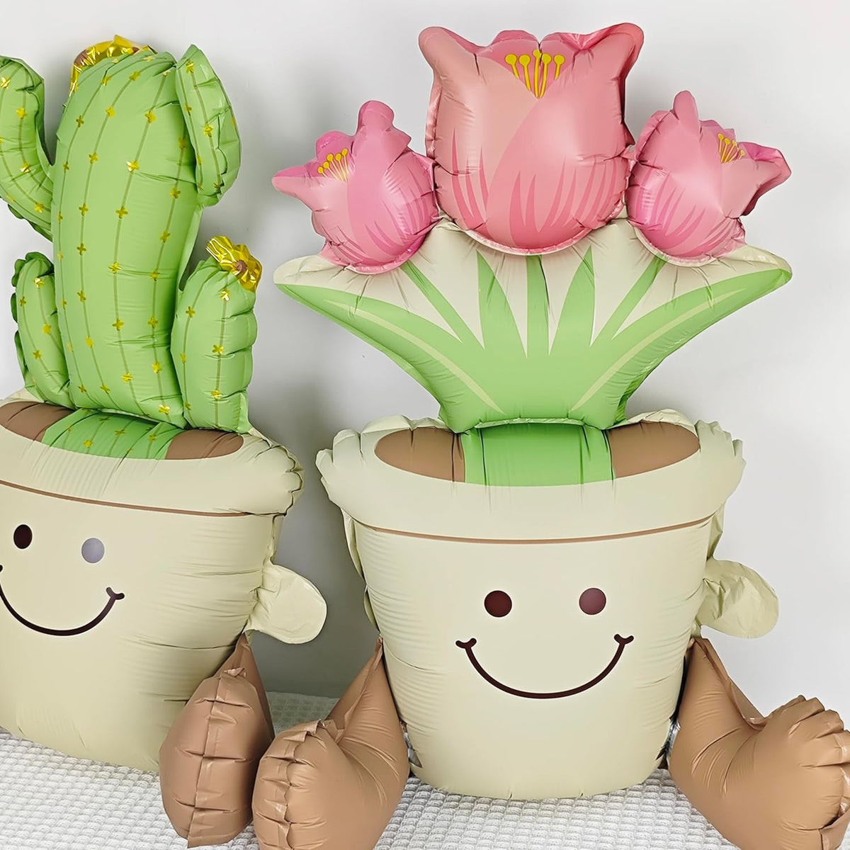Matte cactus And Tulip potted Balloons Set 2PCS Floral Foil balloons for Cactus and Tulip Themed