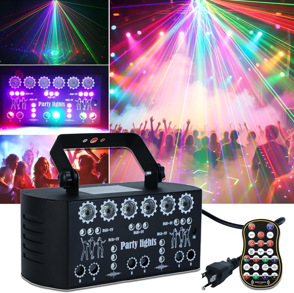 Wuzstar 27-Eye Party DJ Light with Remote, LED Strobe Effects, DMX Control & Sound Activity - Disco