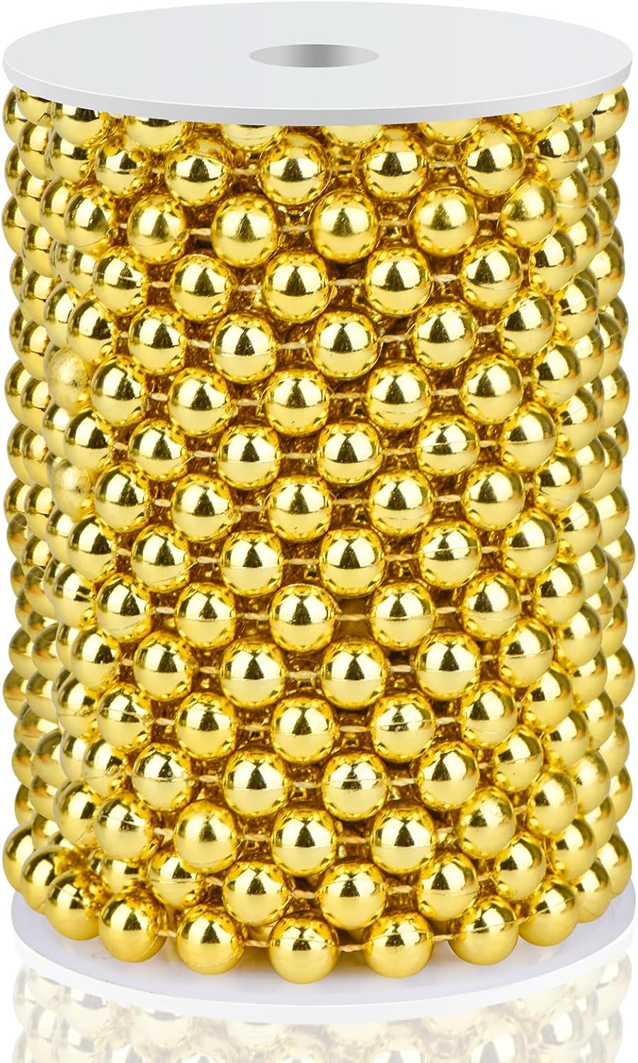 Craft String Pearls 10MM Pearl Bead, 33Feet Gold Faux Pearl Garland Spool Roll Strand Wedding Party