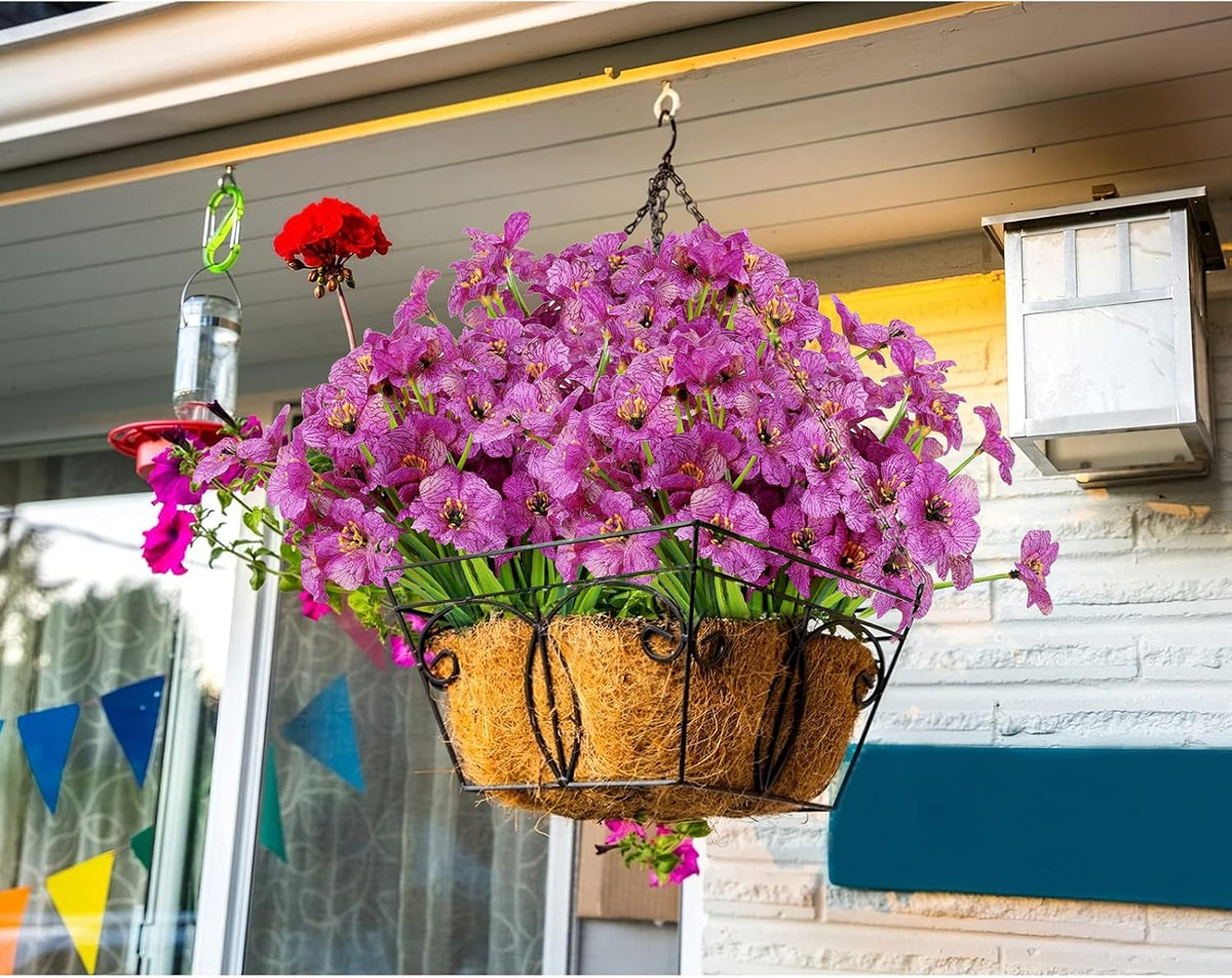 AmyHomie 20 Bundles Artificial Flowers for Outdoor Outside Spring Summer Decoration UV Resistant