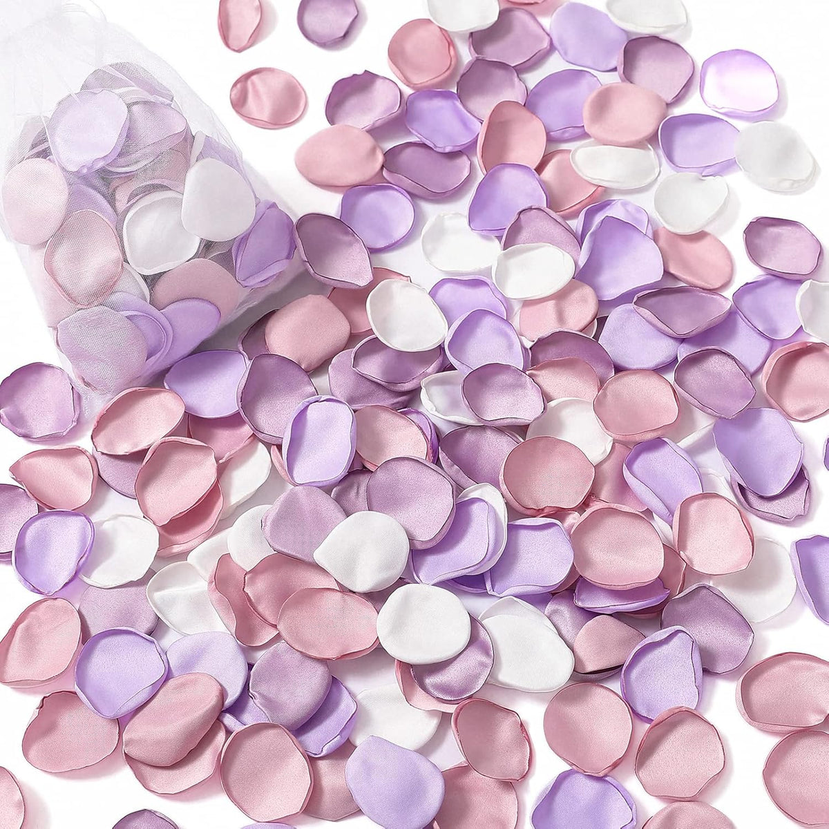 Serwalin 300Pcs Silk Rose Petals Artificial Flower for Weddings Proposal - Purple Pink for Romantic
