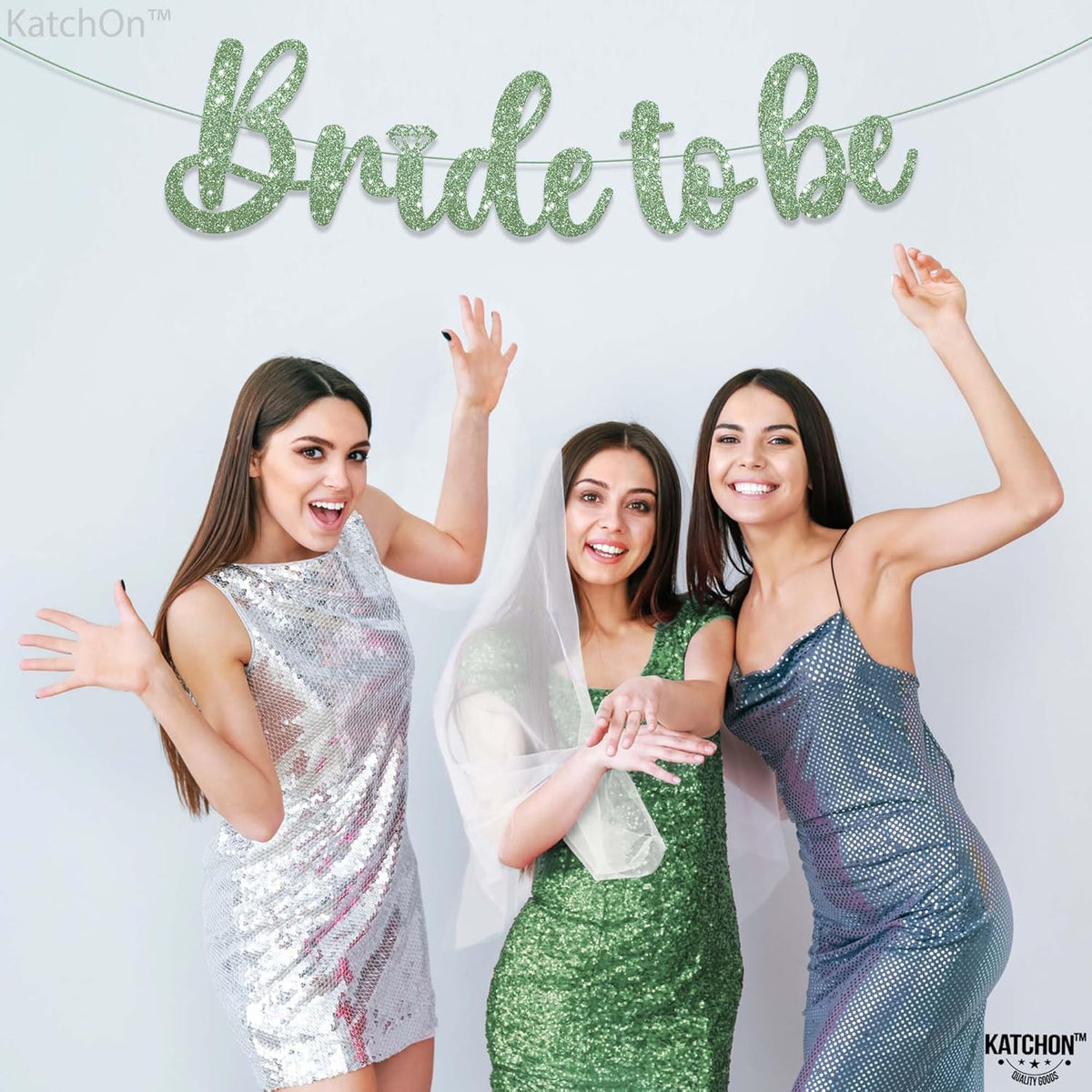 KatchOn, Sage Green Glitter Bride To Be Banner - 10 Feet, No DIY | Bride to Be Sign for Bride To Be