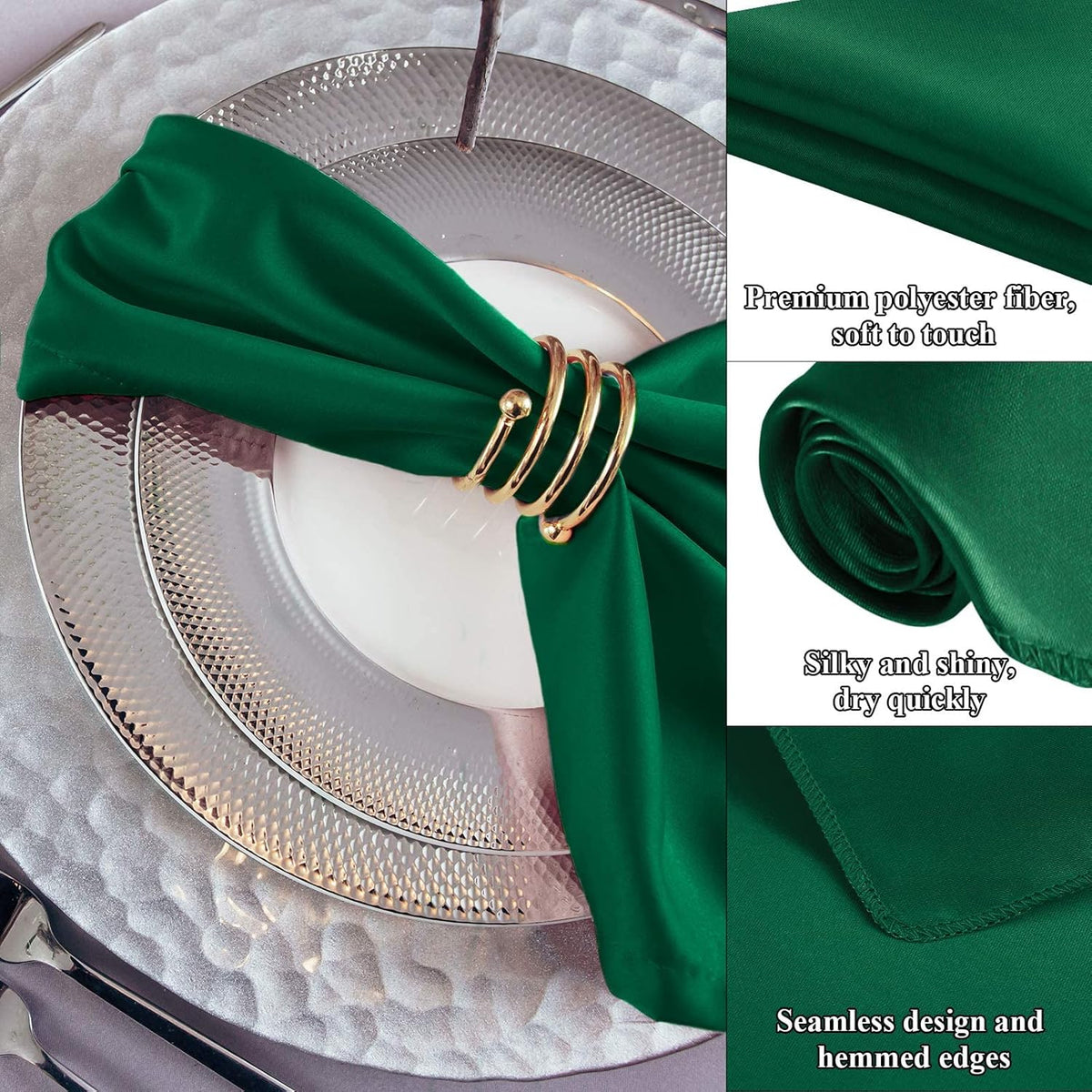 Aneco 12 Pieces Satin Napkin Square 20 x 20 Inches Dinner Napkins Weddings Party Napkin Soft Table