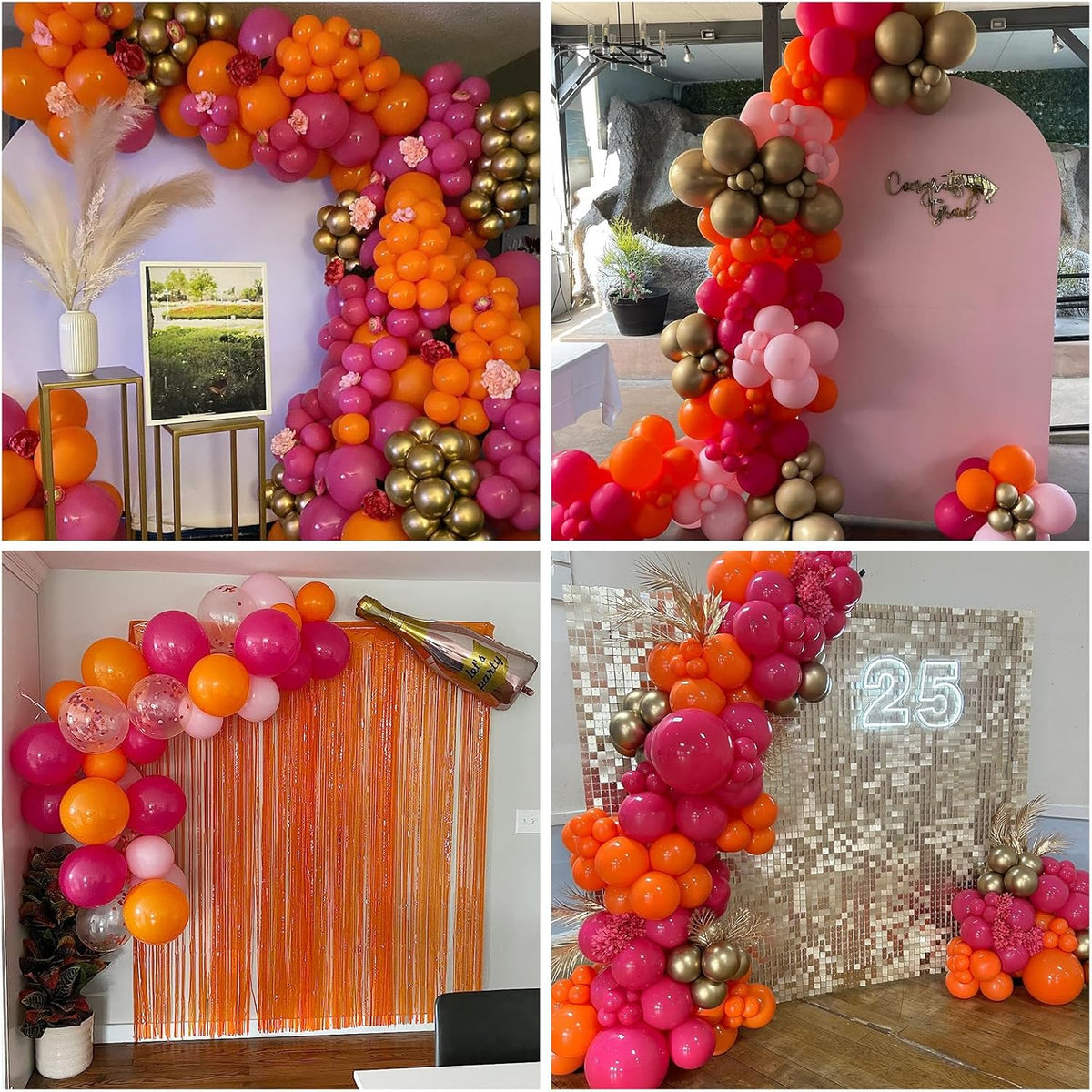 Pink and Orange Balloons 12 Inch for Fall Halloween Baby Shower Birthday Princess Tropical Wedding