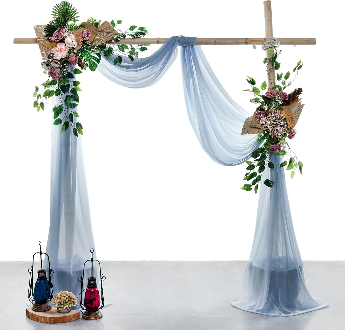 VDS Pack of 4 Panel (30 Inch X 20 Feet) Wedding Arch Draping Fabric Sheer Chiffon Fabric Drapery