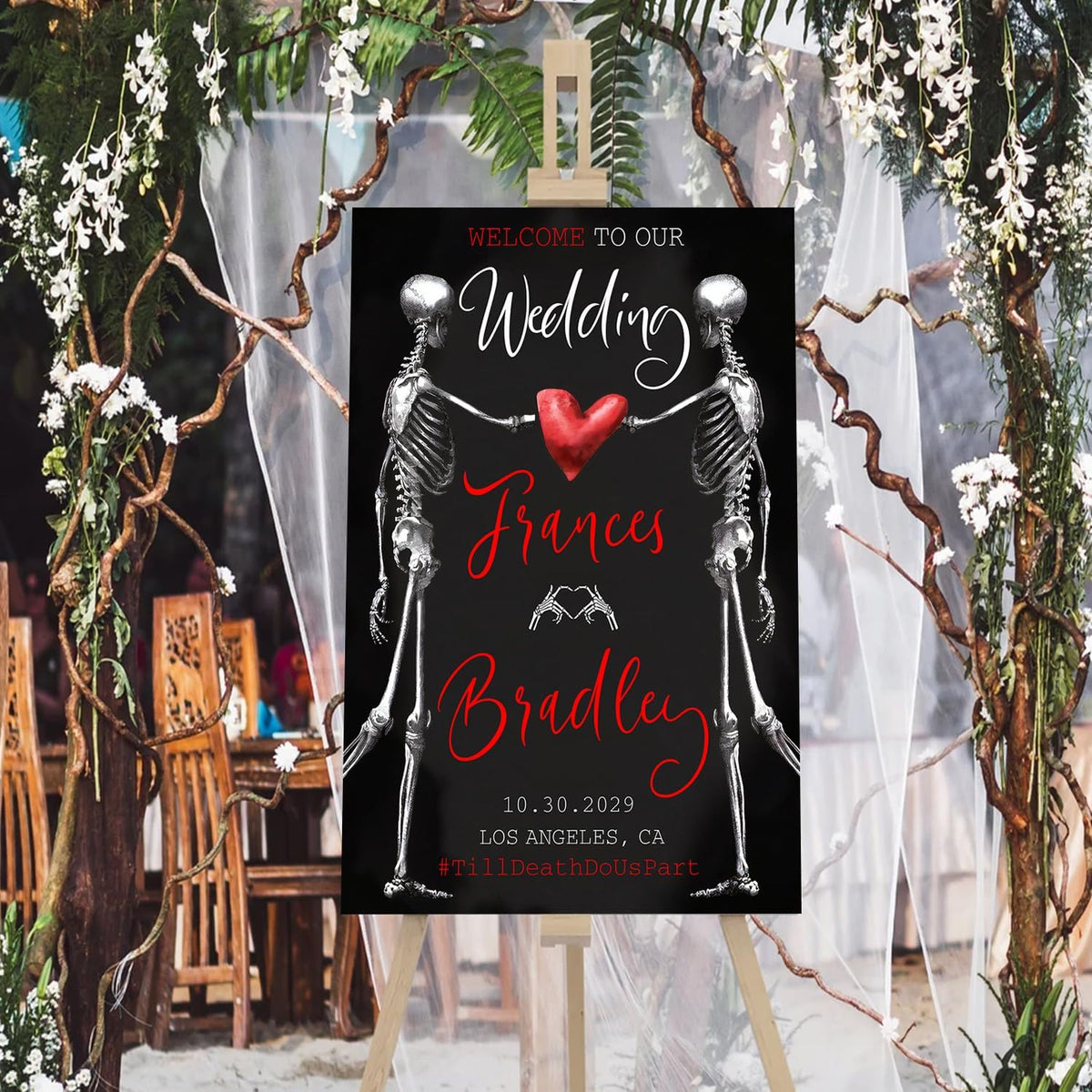 Welcome To Our Wedding Sign, Gothic Wedding Welcome Sign, Dark Romantic Goth Wedding Sign, Wedding