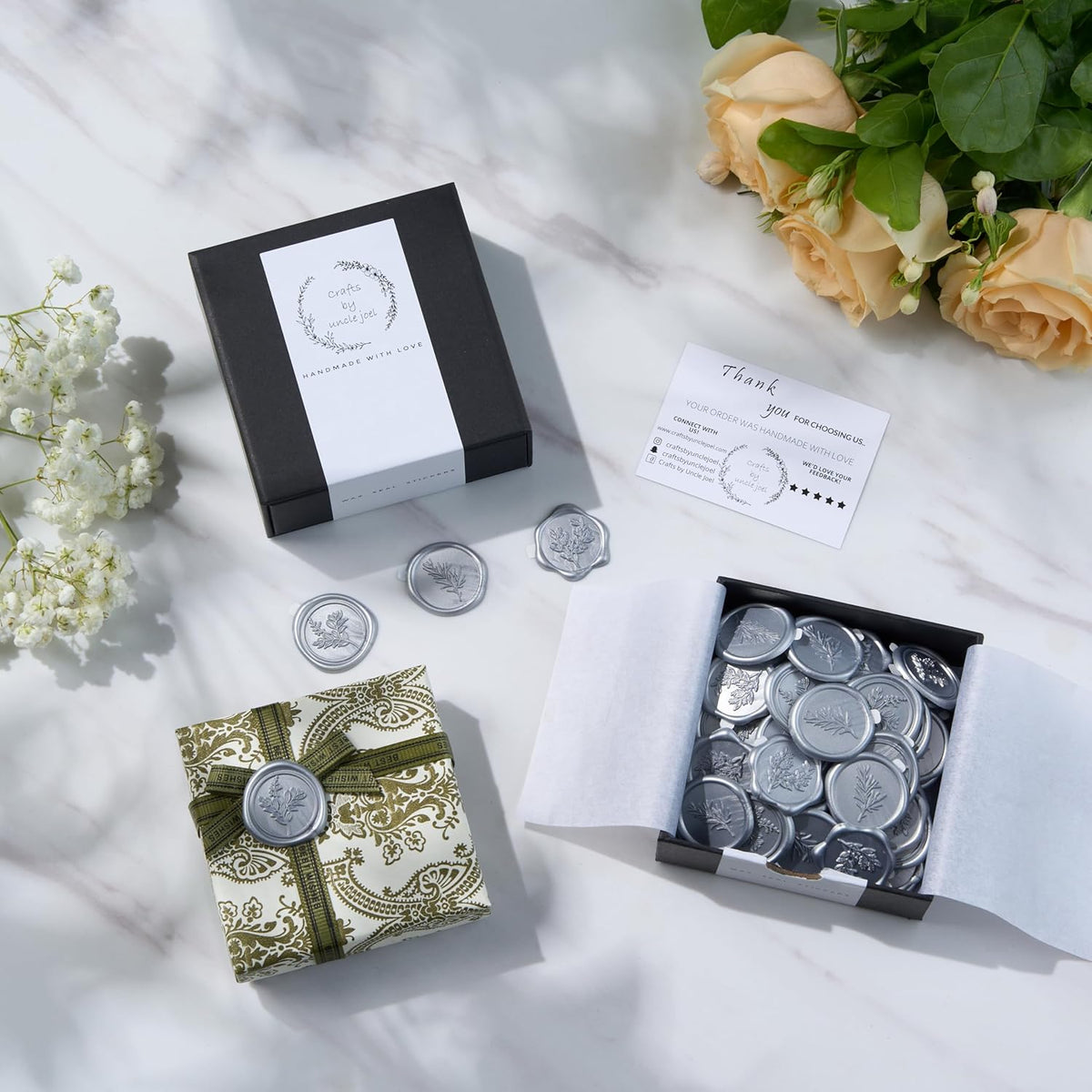 Wax Seal Stickers (60 Pcs, 3 Designs in 1 Pack) Premium Envelope Seal Stickers for Wedding