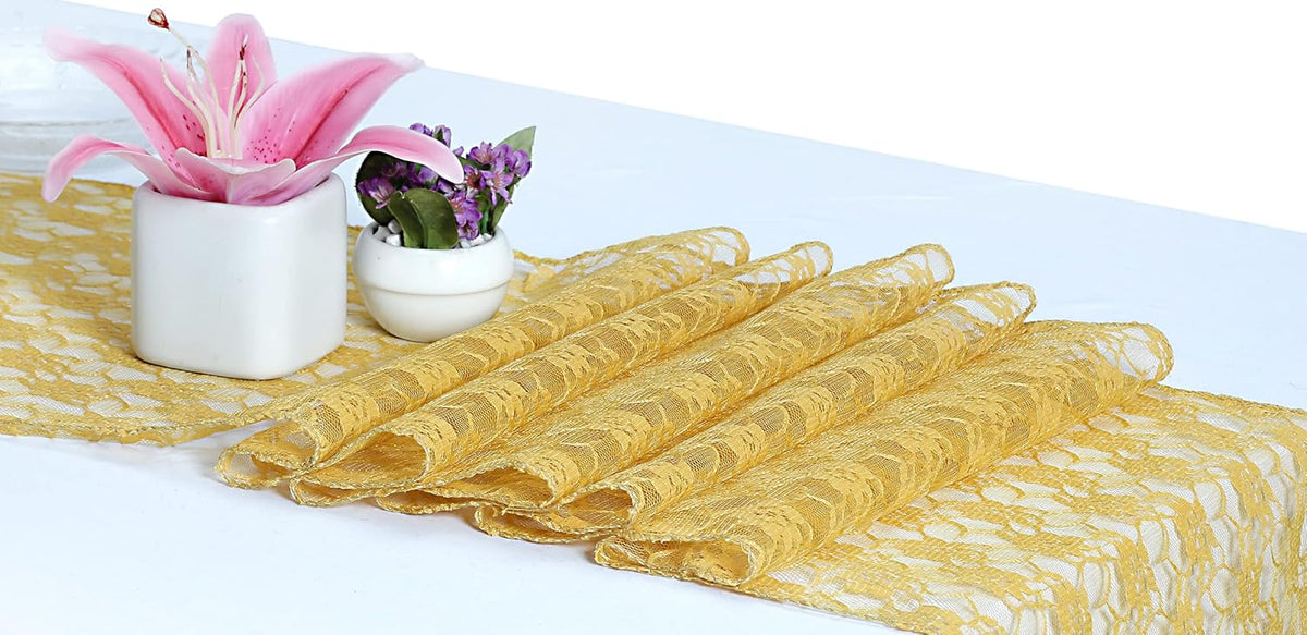 MDS Pack of 15 Wedding 12 x 108 inches Lace Table Runner for Wedding, Decorations for Birthday