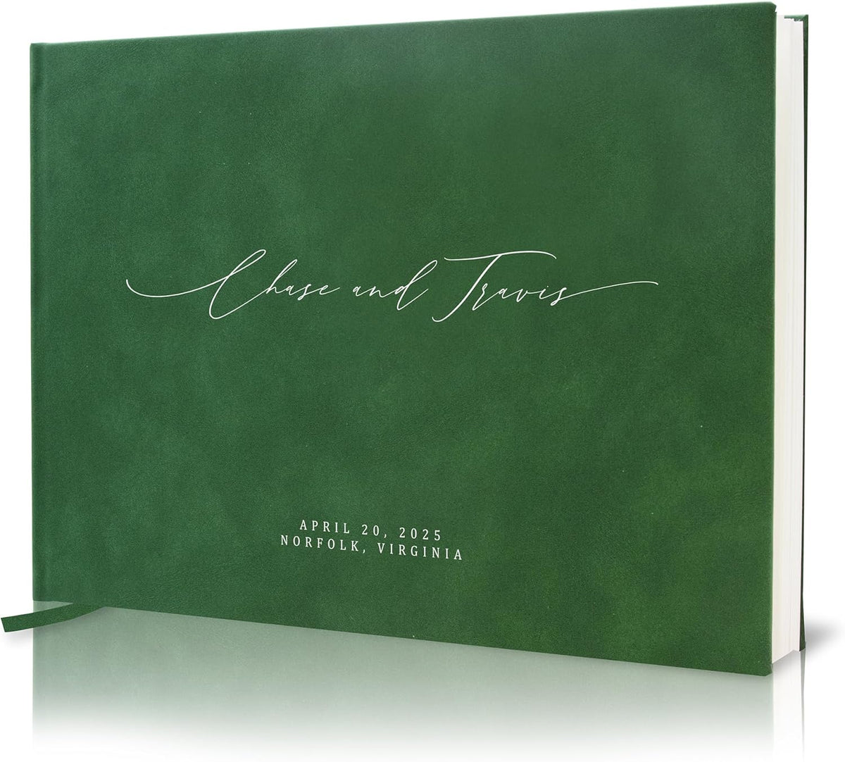 MUUJEE Personalized Guestbook in Emerald - Premium Custom Modern Guest Book for Wedding Reception