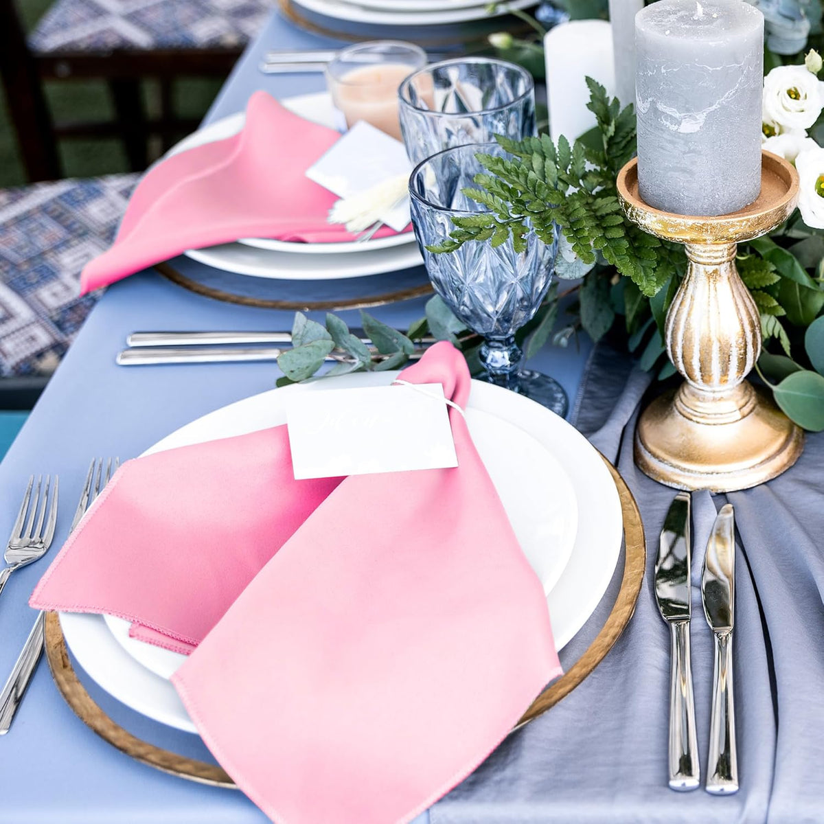 ANECO 12 Pieces Satin Napkins Soft Dinner Napkins Square Table Napkins 17 x 17 Inches for