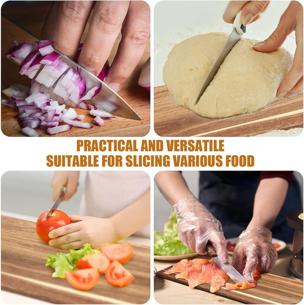 Patelai 12 Packs Wooden Cutting Board Set with Handles Large Kitchen Serving Plain Chopping Board