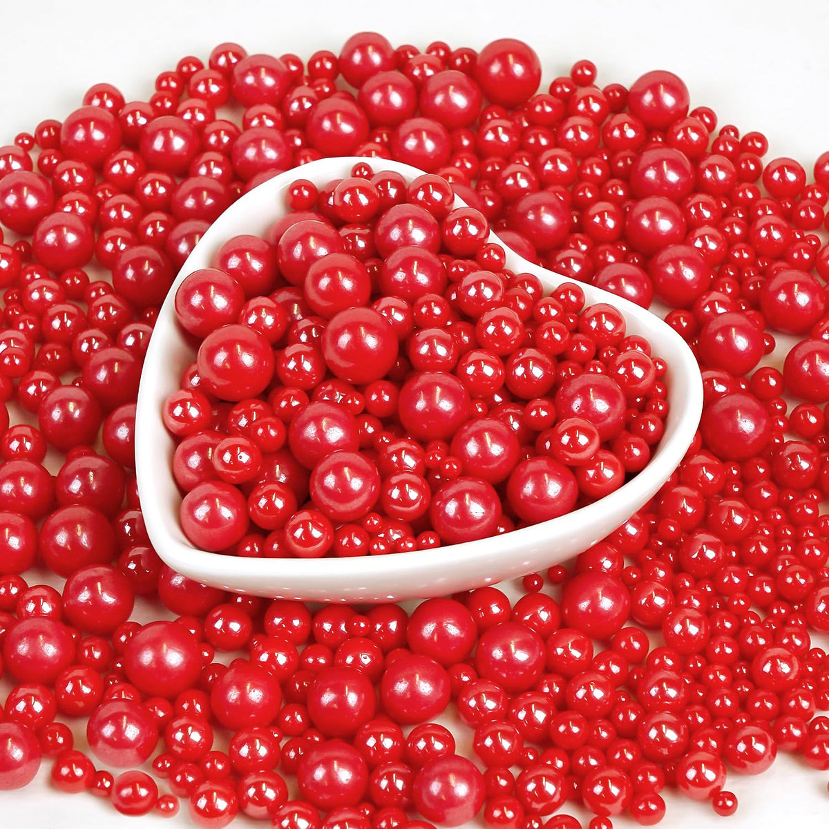Edible Red Pearl Sprinkles, Red Pearls for Cake Decorating, Mix Size, Baking Edible Cake