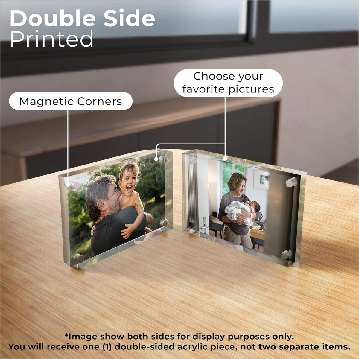 EGD Custom Double Sided Acrylic Photo Display | Romantic Photo Display for Couples, Family, Friends