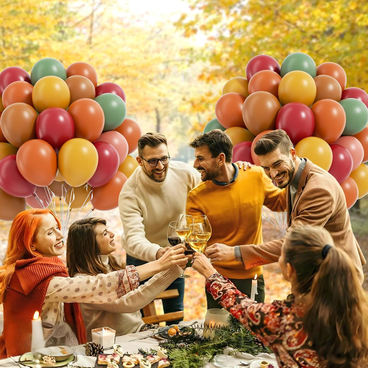 60pcs Fall Balloons, Thanksgiving Balloons 12inch with Burgundy Brown Sage Green Burnt Orange