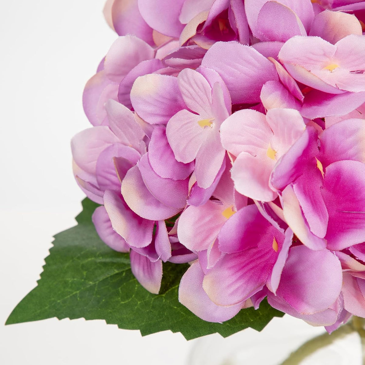 Hollyone Hydrangea Artificial Flowers with Glass Vase Purplish Pink Silk Faux Flowers Arrangements