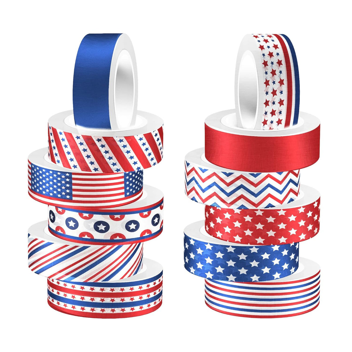 Adirasenotek Washi Tape 12 Rolls Patriotic Packing Tape American Flag Decorative Paper Stickers DIY