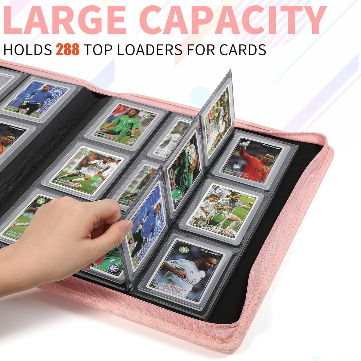 Toploader Binder,Holds 288 Toploaders,9 Pocket Double-Sided Top Loader Binders with Sleeves for 3 x