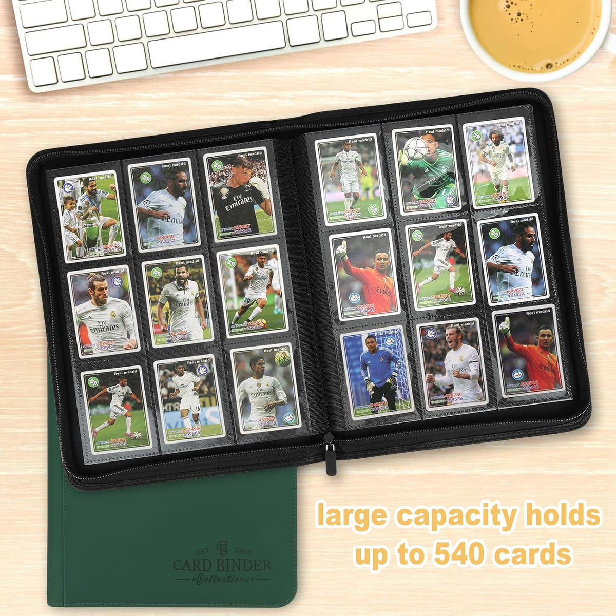 Trading Card Binder, Card Collection Binder Album Folder with 540 Side Loading Pockets, 9 Pocket