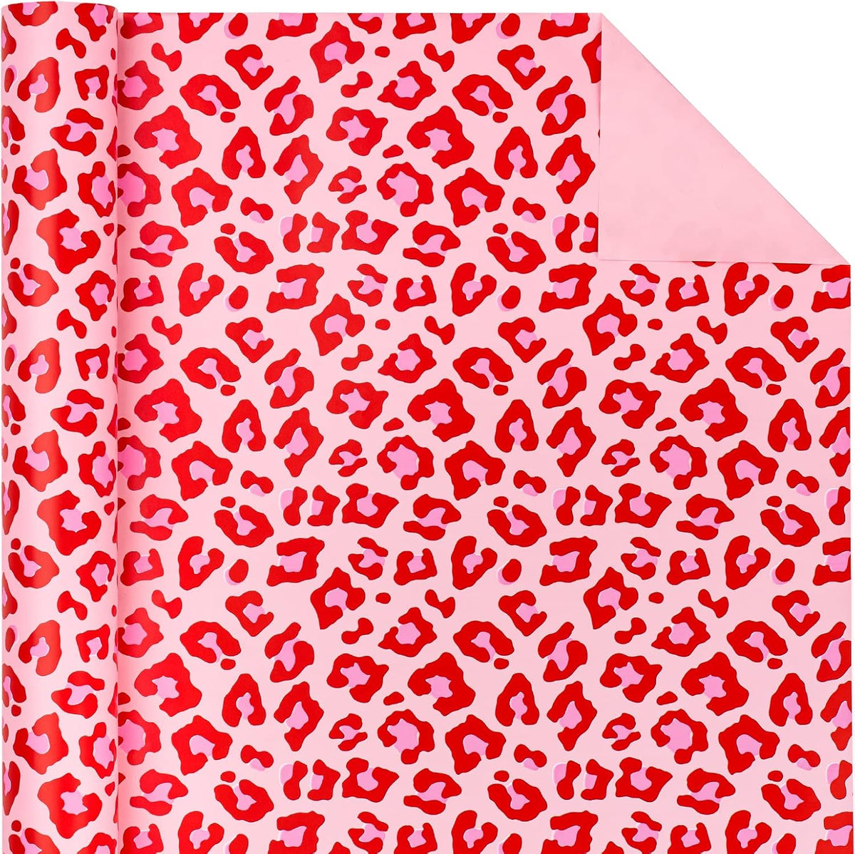 WRAPAHOLIC Reversible Leopard Wrapping Paper - Mini Roll - 17 Inch X 33 Feet - Hot Pink Girls