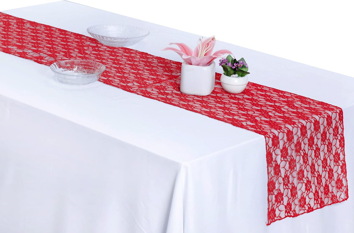MDS Pack of 20 Wedding 12 x 108 inches Lace Table Runner for Wedding, Decorations for Birthday