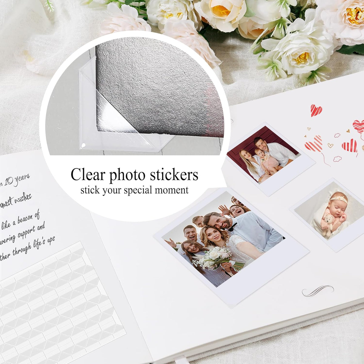 SUNEE Wedding Guest Book - Polaroid Guest Book Weddings Reception, Linen Cover 7" x 9" Guest Book