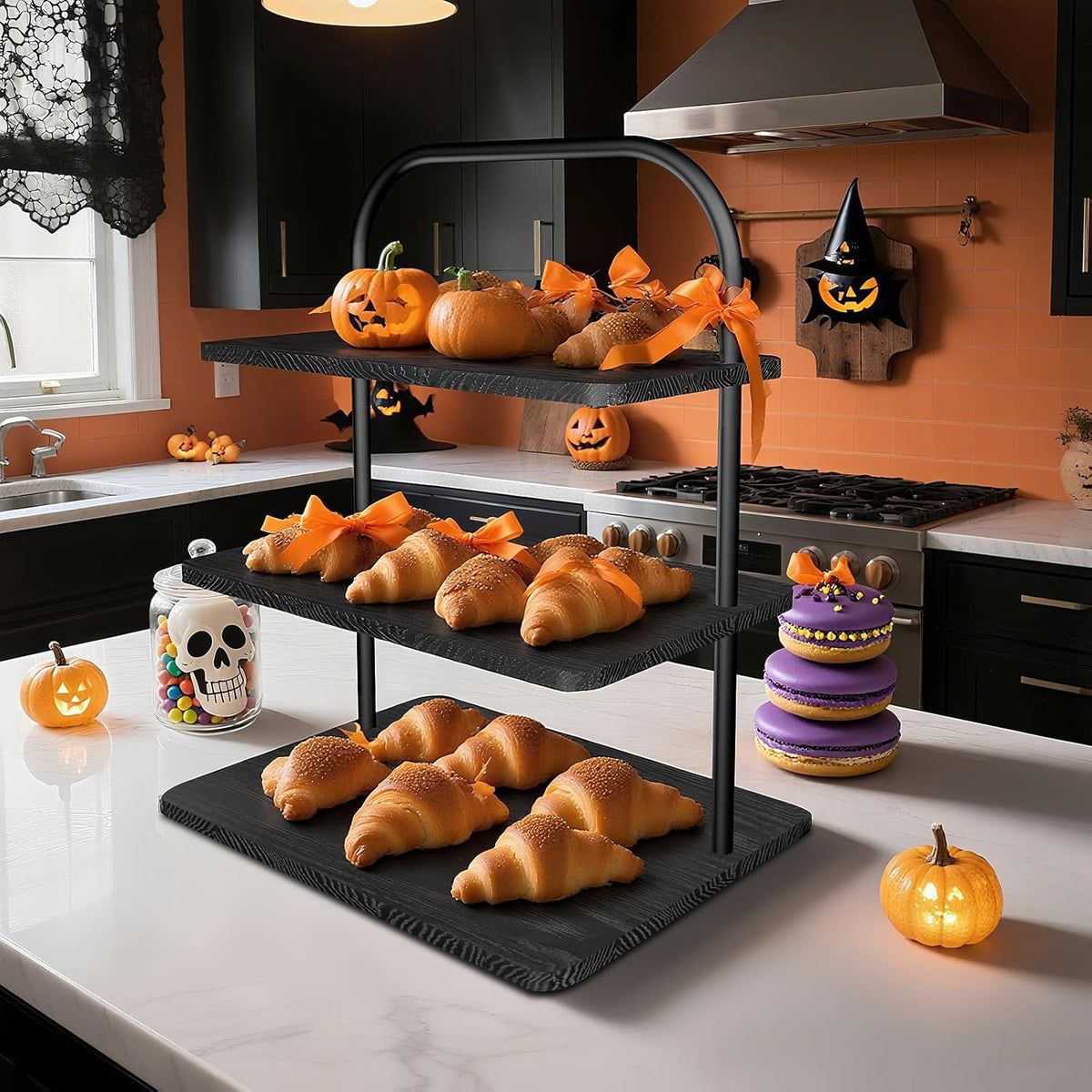 Cupcake Stand, 3 Tier Halloween Cupcake Stand for 50 Cupcakes Rustic Cupcake Display Stand Large