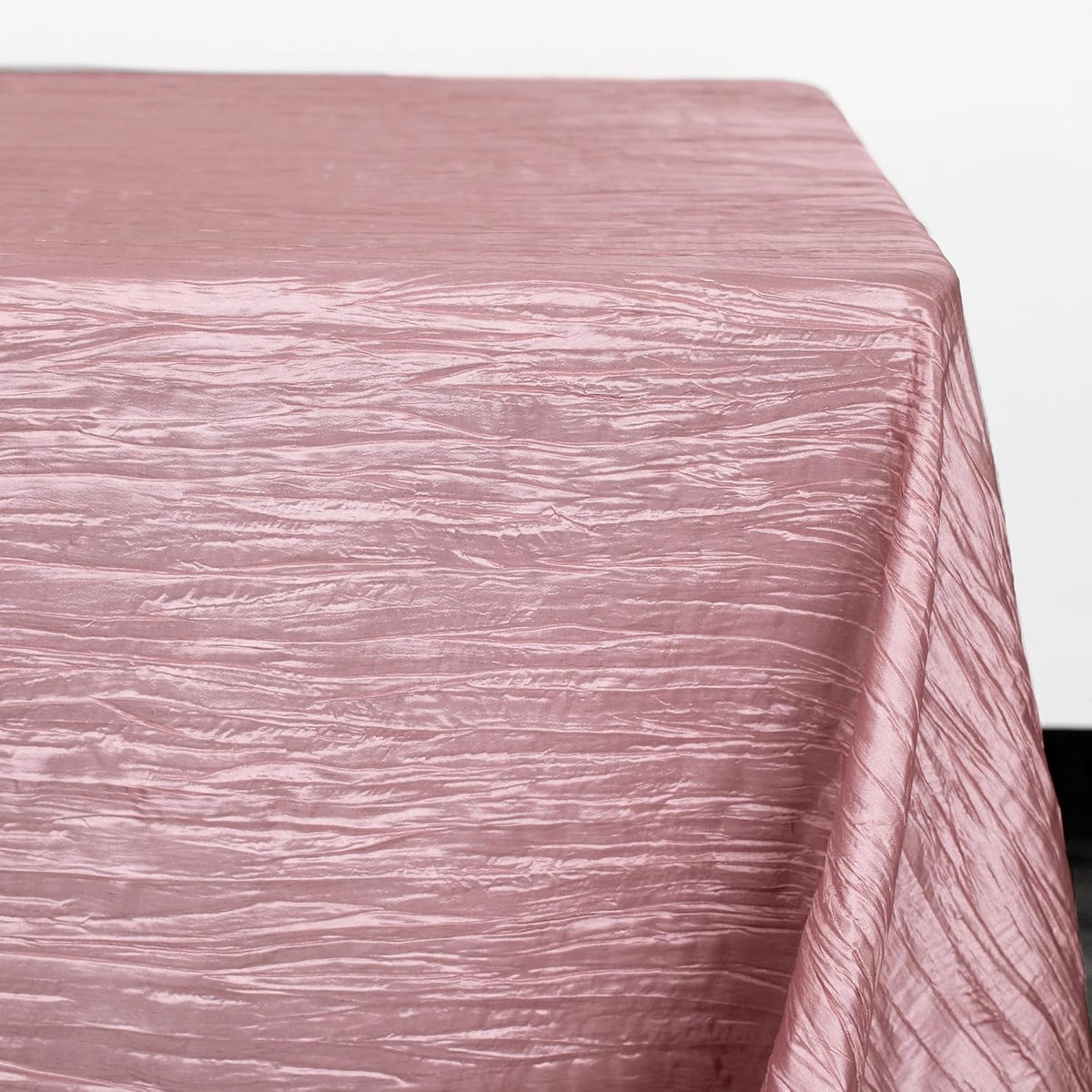 YOUR CHAIR COVERS - 90 x 156 inch Rectangular Crinkle Taffeta Tablecloth - Dusty Rose, Rectangle