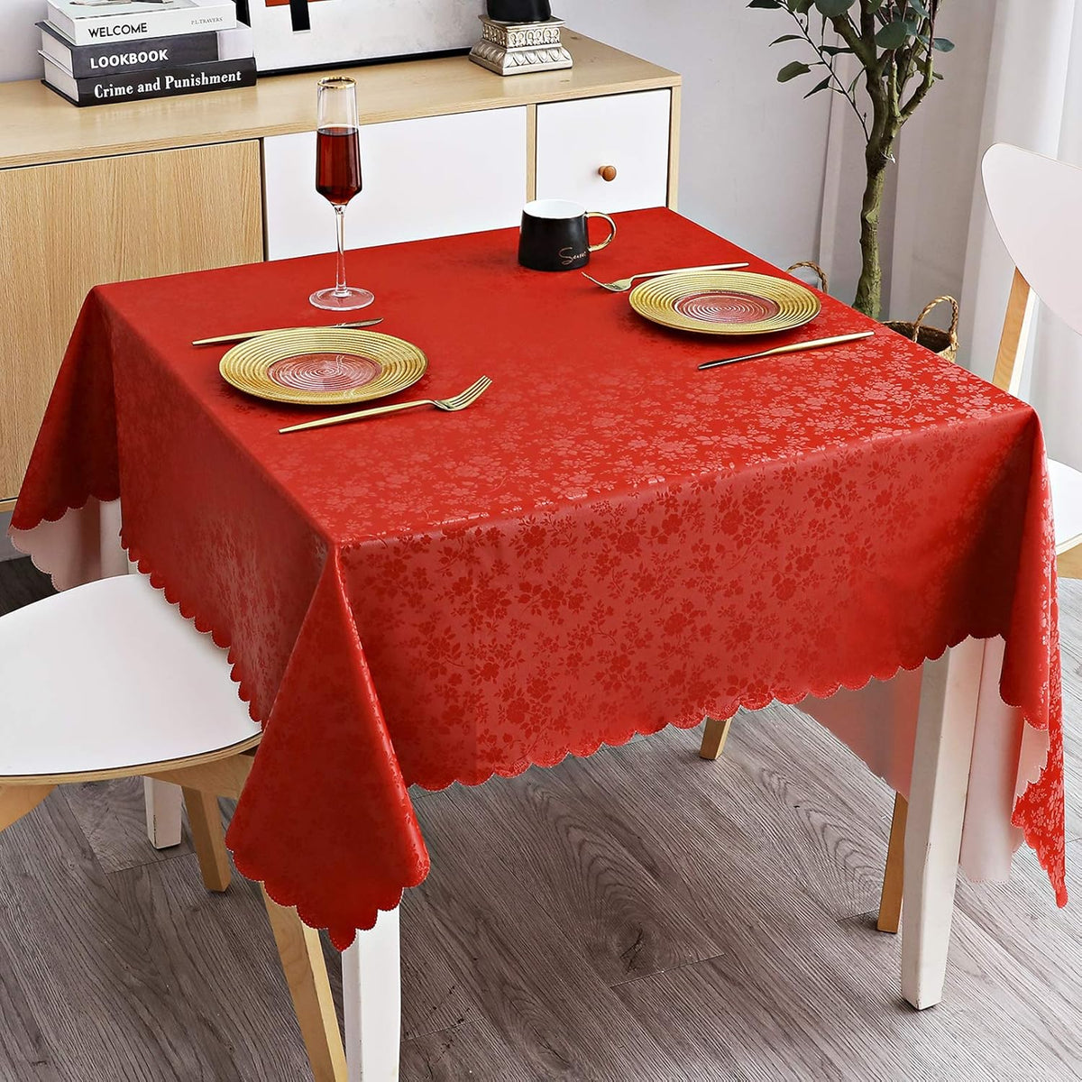 Smiry Square Table Cloth, Waterproof Heavy Duty Vinyl Tablecloths, Wipeable Washable Table Cover
