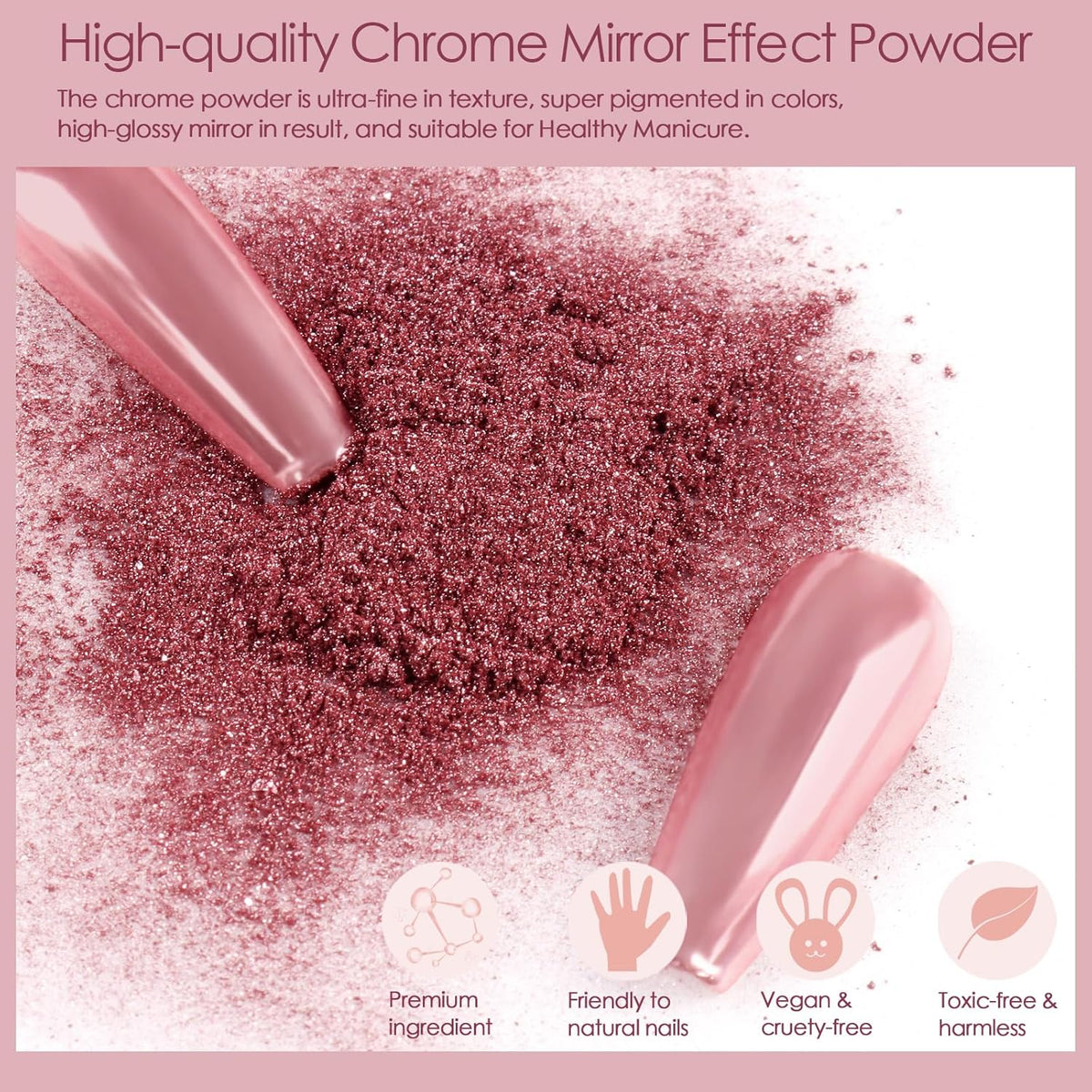 Allstarry Gold and Silver Chrome Nail Powder, 4 Colors Metallic Effect Mirror Chrome Powder Pigment