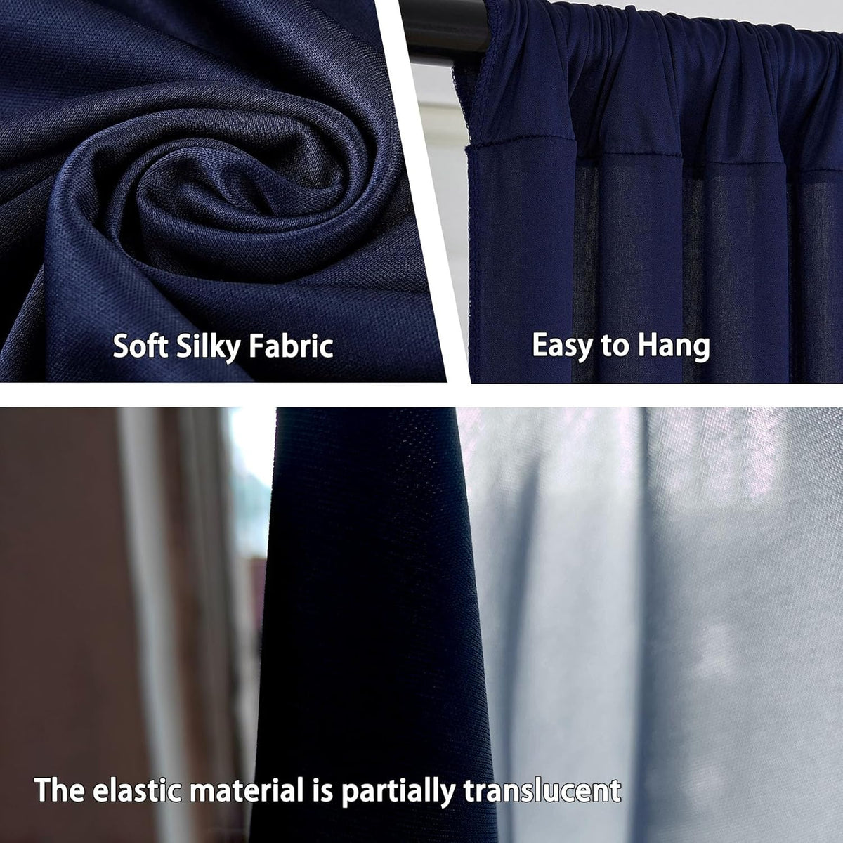 10 x 10 Feet Navy Blue Backdrop Curtain for Partie, Background Curtains for Photoshoot, Birthday