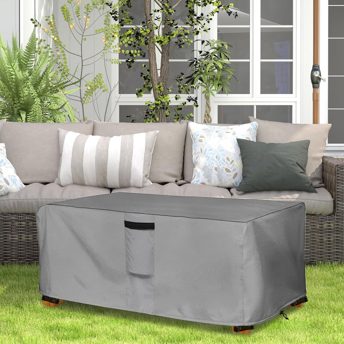 Outdoor Coffee Table Cover,Waterproof Rectangular Patio Small Side Table Cover,48 x 28 x 16 inch