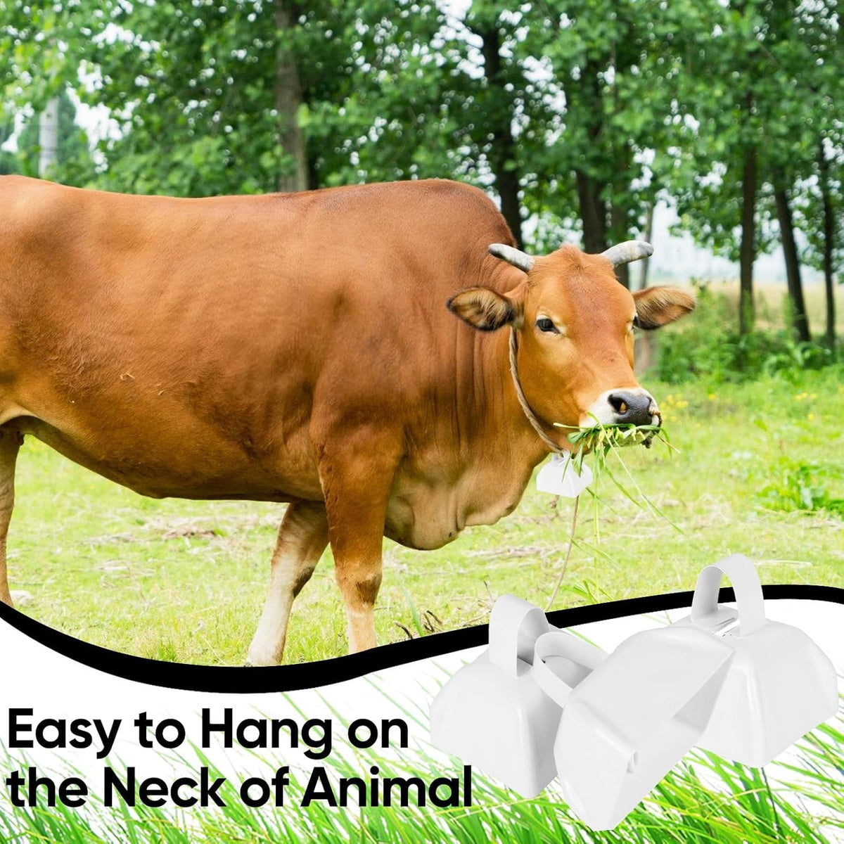 Cow Bells Noise Makers for Sporting Events: 12 Pcs Small White Cowbells with Handle Loud Bells Bulk