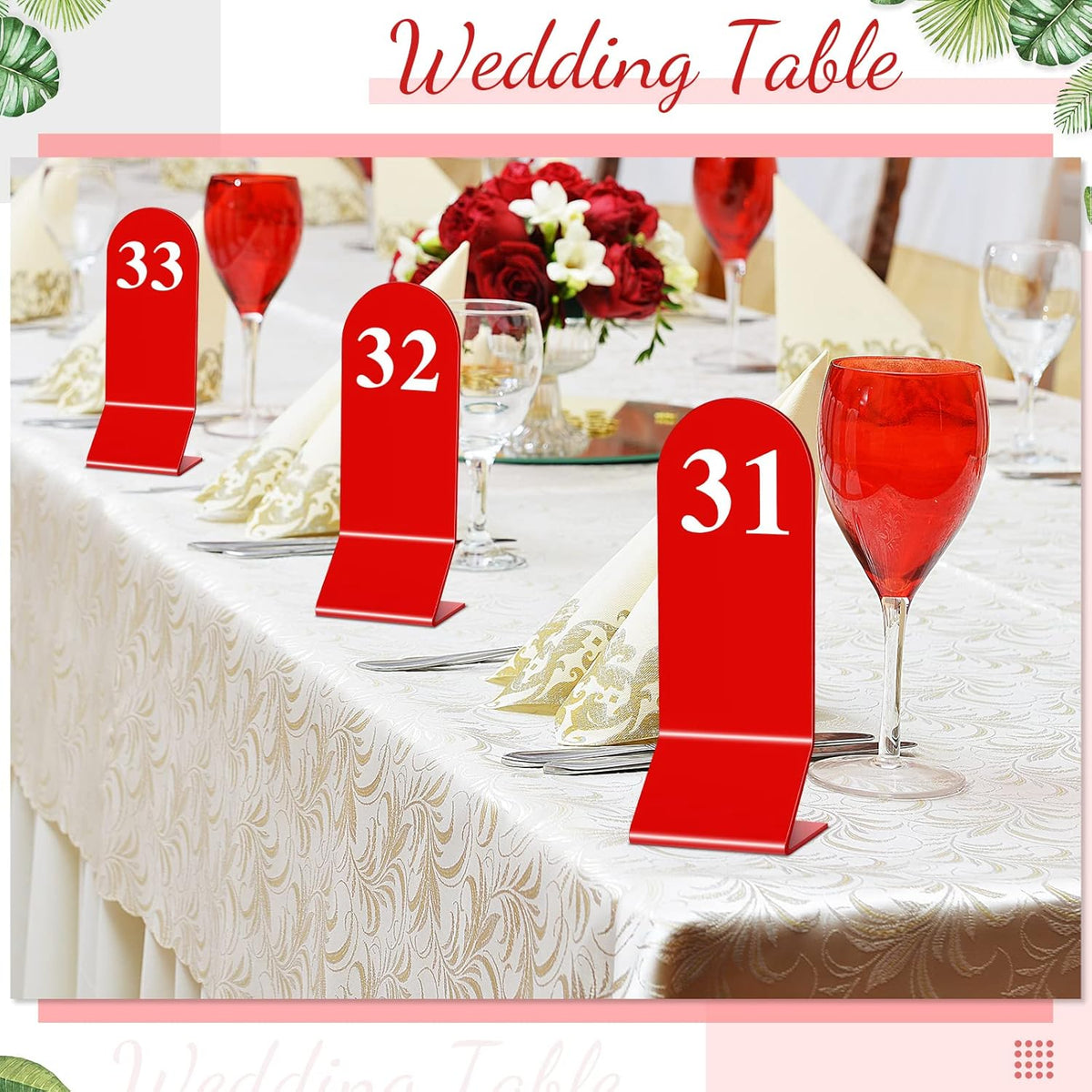Remerry 50 Pcs Table Numbers 1-50 Acrylic Double Sided Number Cards Acrylic Tent Table Holders Tent