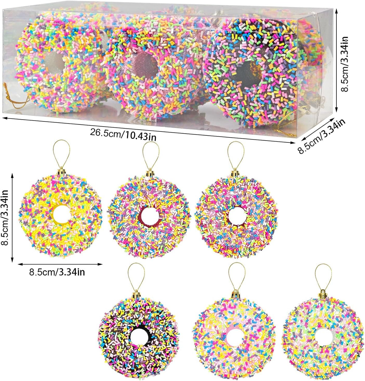 LANGXUN 6pcs Donut Candy Land 2025 Xmas Birthday Party Wedding Suppiles Decoration, Hanging Candy