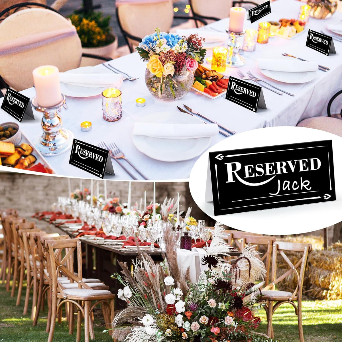 300 Pcs Paper Table Reserved Sign with Name Line Reserved Seating Signs Bulk Double Sided Signs for