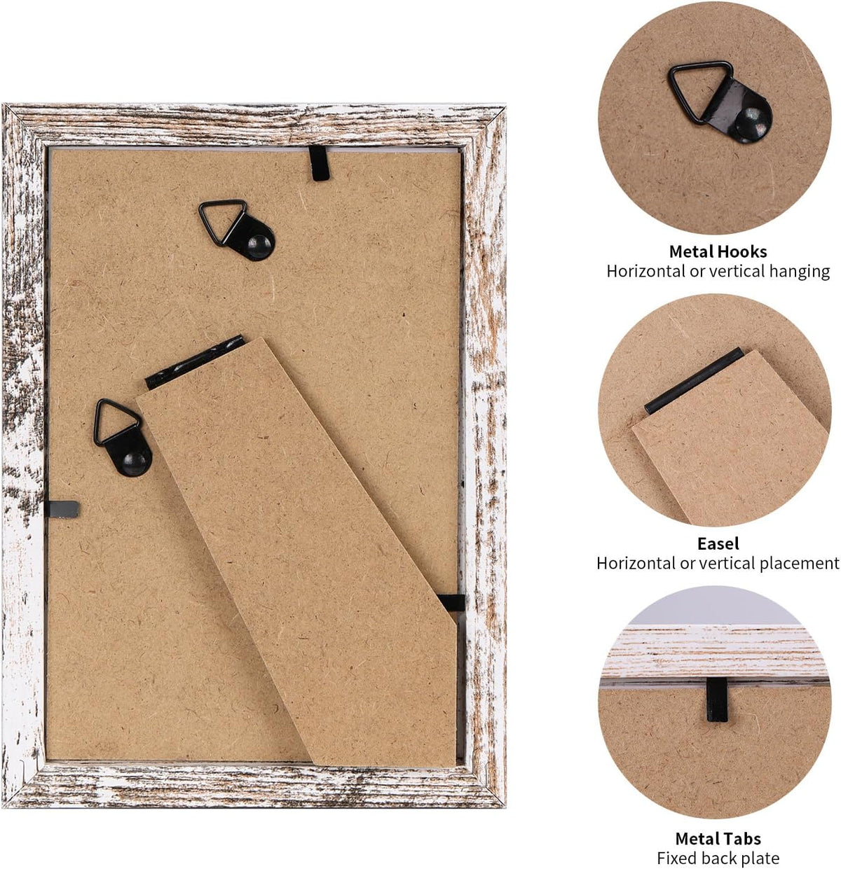 PETAFLOP Wooden Bulk 4x6 Picture Frame Set of 18, White Distressed Photo Frames Fits 4 by 6 for