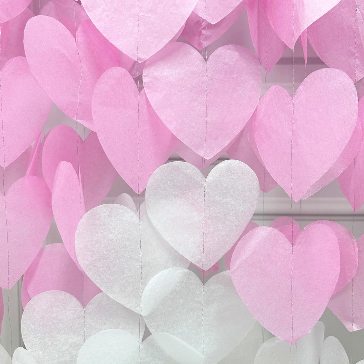 205 Ft Hot Pink Party Decorations Ombre Pink White Heart Backdrop Streamer Tissue Paper Heart