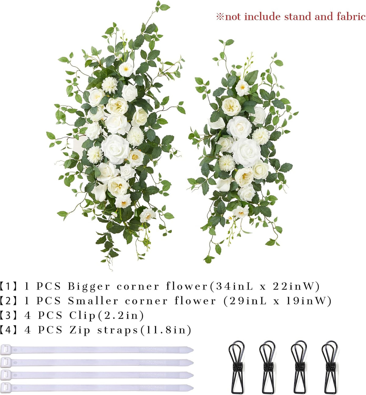 Arch Flower Kit of 2 - Artificial Floral Swag for Wedding Welcome Sign, Reception Ceremony Signs