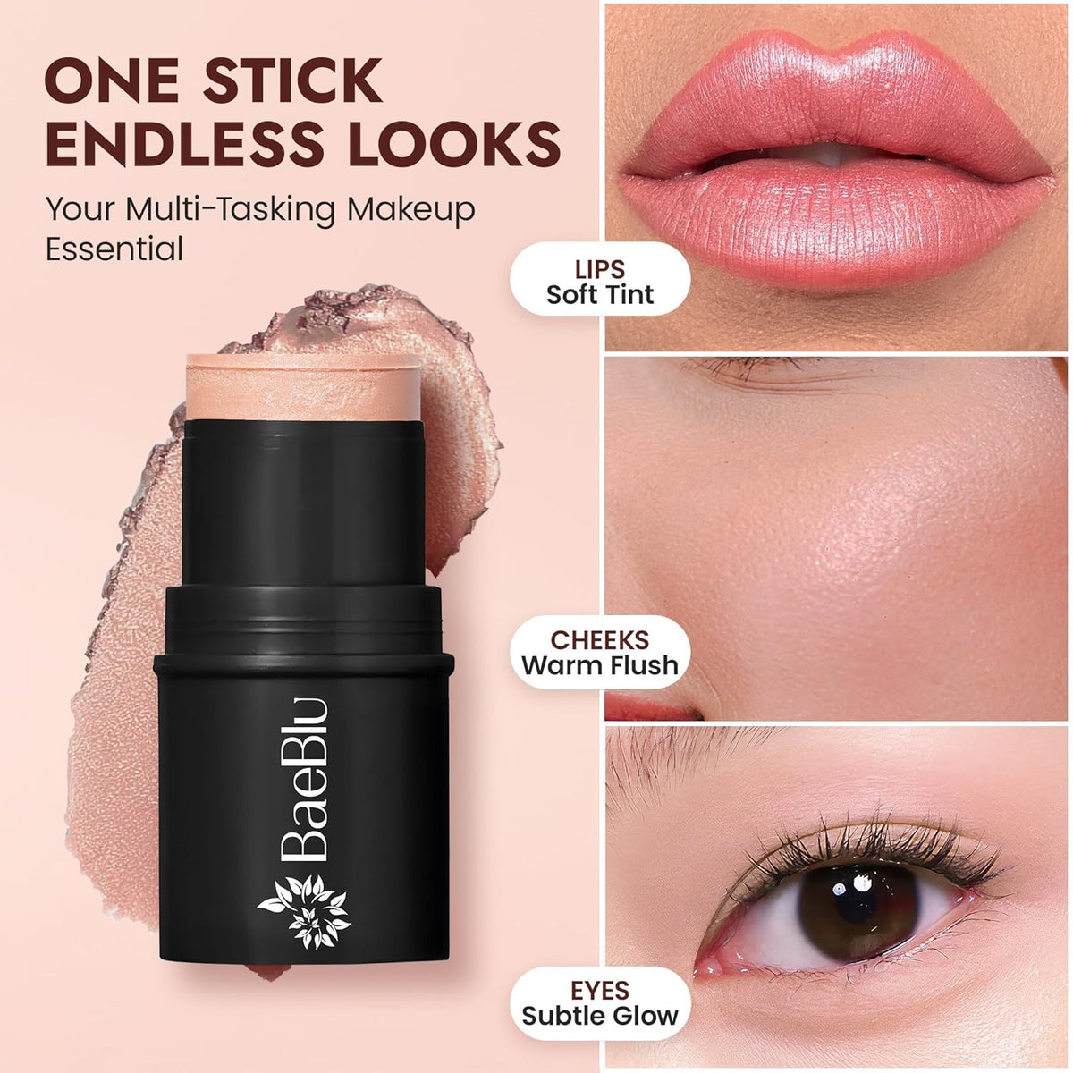 Organic Blush Tube, Moscato - 100% Natural Vegan Cream Blush Sticks, Multi-Use Bronzer, &