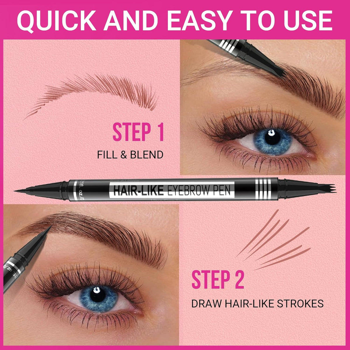 iMethod Microblading Eyebrow Pen - Eyebrow Pencil Magical 2-in-1 Dual-Ended Eye Brow Pencils for