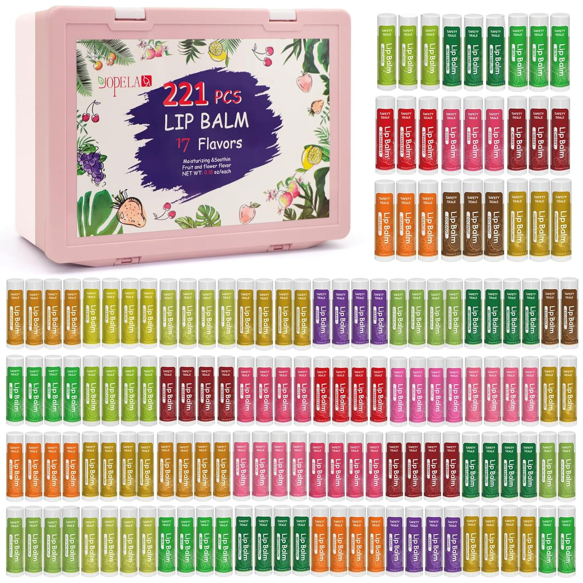 Yopela 221 Pack Natural Lip Balm Bulk with Vitamin E and Coconut Oil - Moisturizing, Soothing, and