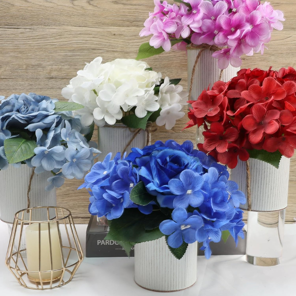 Flower Table Centerpieces - Set of 6 Floral Arrangement Artificial Wedding Hydrangeas Floral