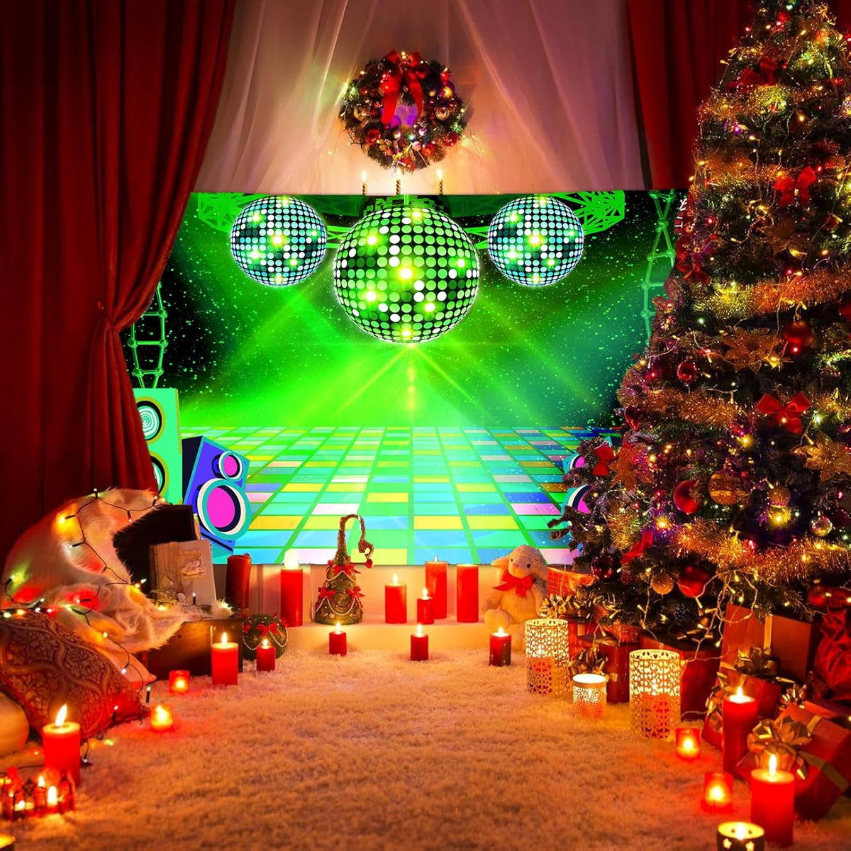 Dance Party Backdrop Retro 80s 90s Theme Stage Dance Ball Music Birthday Party Decoration DJ