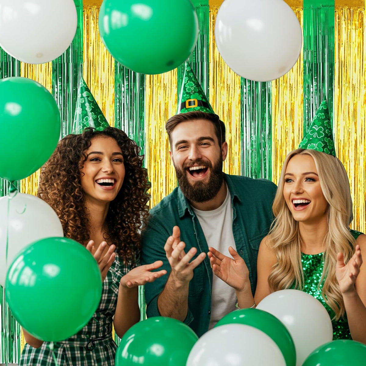 BEISHIDA 2Pcs Green Gold Door Streamers Congrats Grade 2025 Decoration Backdrop Foil Fringe Tinsel