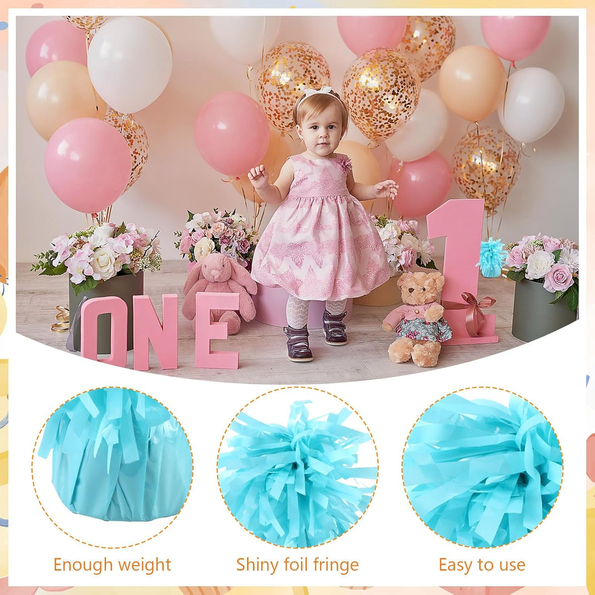 8 Pcs Baby Blue Metallic Balloon Weights Holder Anchors Balloon Holder Weights for Helium Balloons
