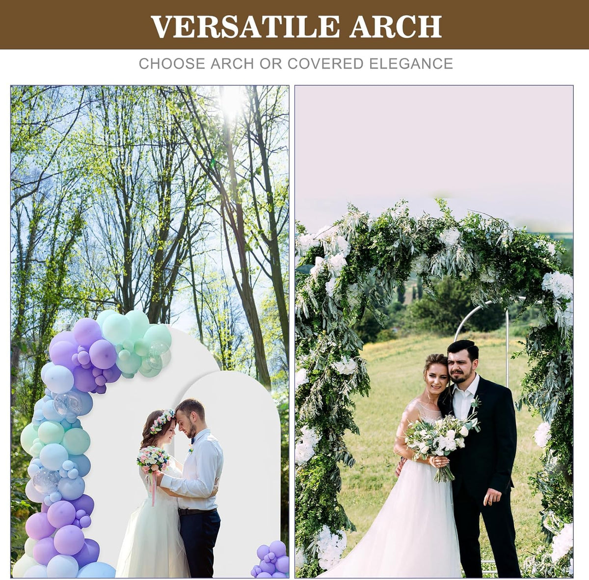 Wedding Arch Backdrop Stand and Cover Set(7.3FT,6FT) Set of 2,Metal Balloon Arch Stand Frame for