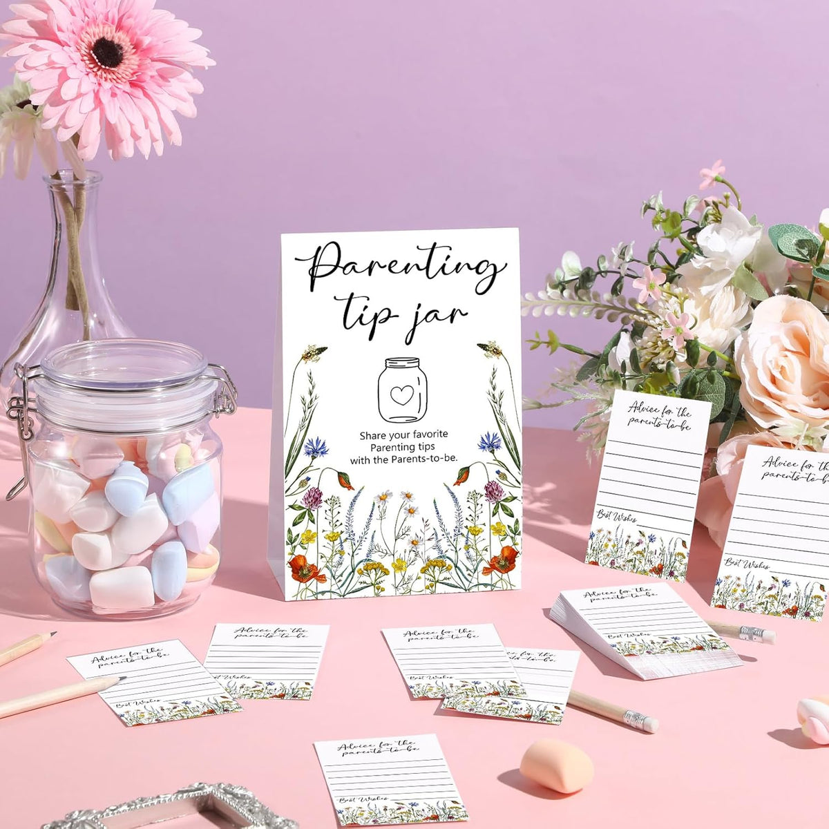 Roowest Baby Shower to Baby Advice Cards for New Parents to Be - Tip Jar Sign for New Parents 60
