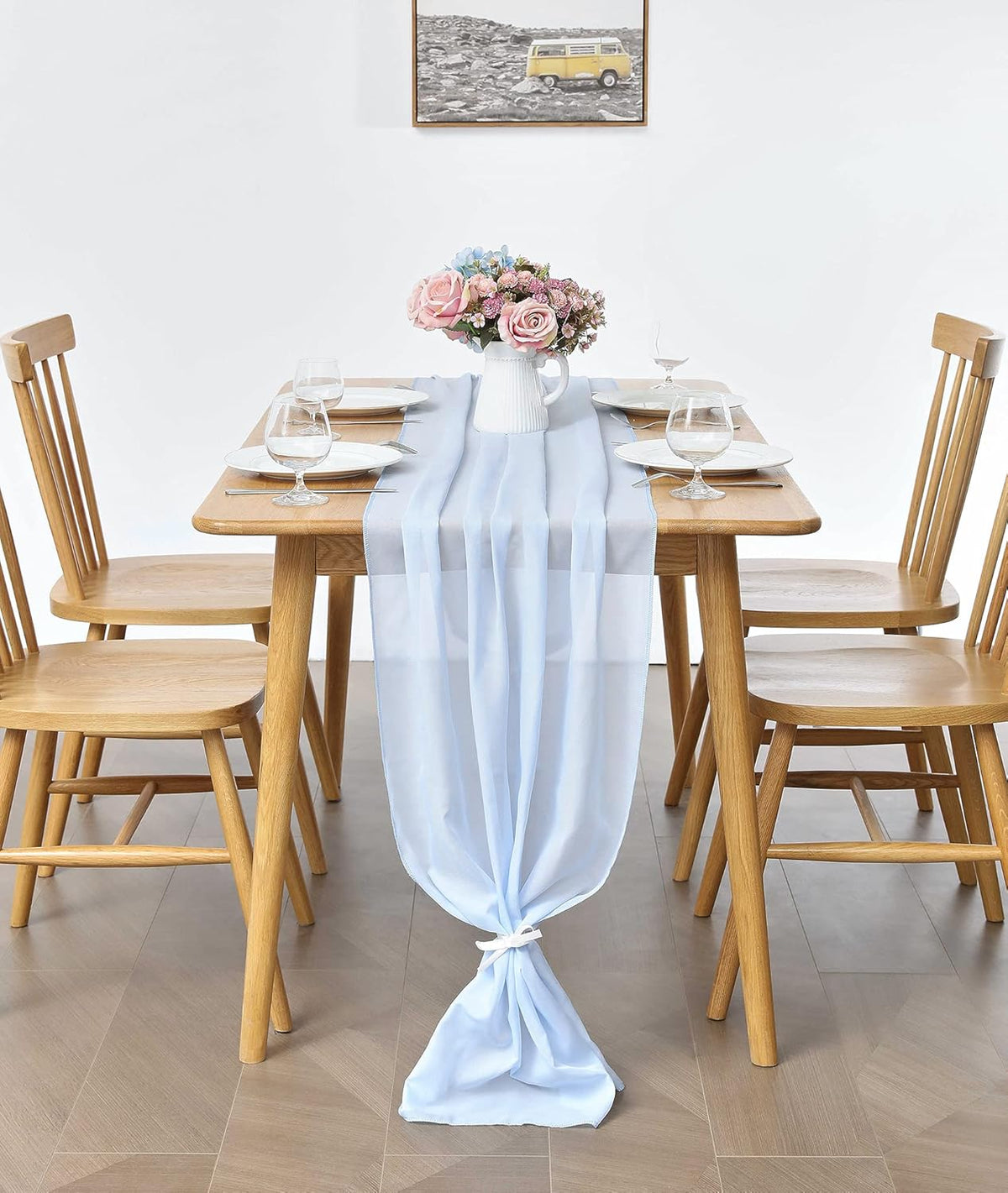 2 Pack 10Ft Baby Blue Chiffon Table Runner Sheer 29x120 Inch for Romantic Wedding Decor Bridal &