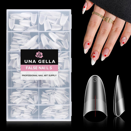 UNA GELLA Almond Gel Nails Tips Medium: 504pcs Full Matte Soft Gel Almond Shape Nail Tips Half